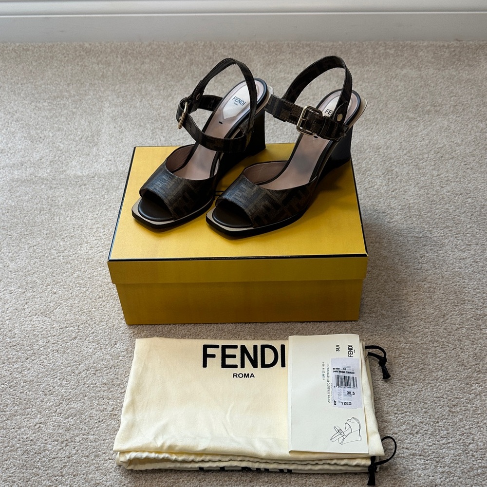 Fendi Women's Dark Brown Wedge Sandals